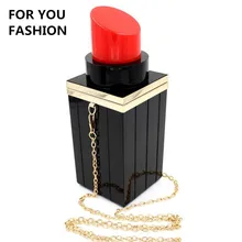 Frauen Lippenstift Form Abend Messenger Bags Geldbörsen Frauen Clutch Vintage Bankett Party Umhängetasche Kette Frauen Handtasche