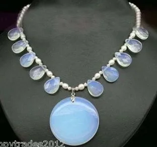 

$wholesale_jewelry_wig$ Free Shipping Hot!! Beautiful white pearl moonstone Opal Jewellery necklace pendant