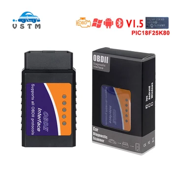 

2018 Latest ELM327 Bluetooth ELM 327 PIC18F25K80 Version 1.5 OBD2 / OBDII for Android Torque Car Code Scanner