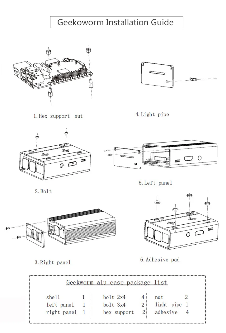 Raspberry Pi 3 Model B Plus металлический чехол/чехол из алюминиевого сплава, корпус Raspberry Pi 3 B+/3B