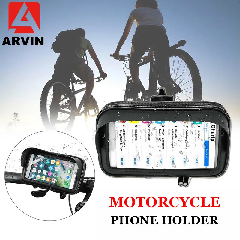 

ARVIN Bicycle Motorcycle Mobile Phone Holder Bag For iPhone 8P XR Samsung S9 Waterproof Cycling Handlebar Case Support GPS Mount