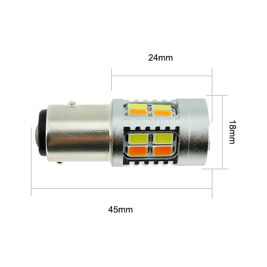 YCCPAUTO S25 1157 BAY15D P21/5 W Автомобильные светодиодные фонари заднего хода поворотник светильник парковочная Лампа Белый/янтарный двойной цвет DC12V 1 шт