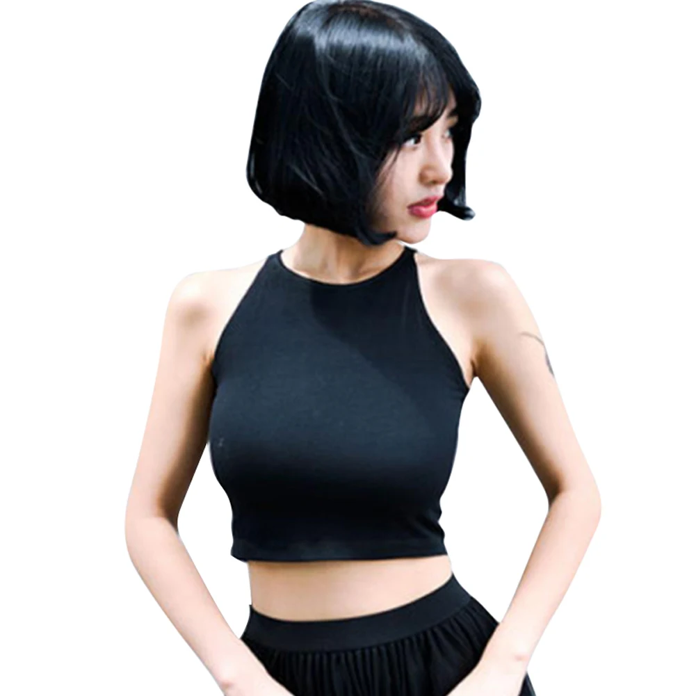 Women Summer Crop Tops Round Neck Sleeveless font b Slim b font Fit Pullover Female Vest