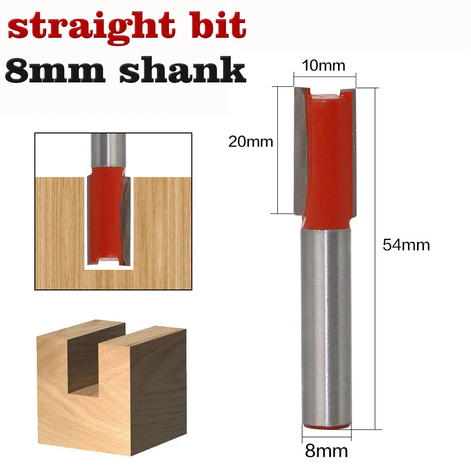 8mm Shank high quality Straight/Dado Router Bit Set 12mm Diameter Wood