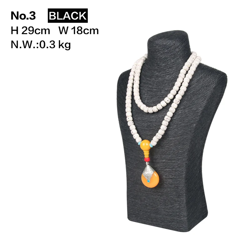 Пеньковая веревка ожерелье Дисплей Стенд держатель хороший дизайн вешалка для ожерелья Высокое качество ювелирных изделий Дисплей Бюст Модель стойки - Цвет: No.3 Black