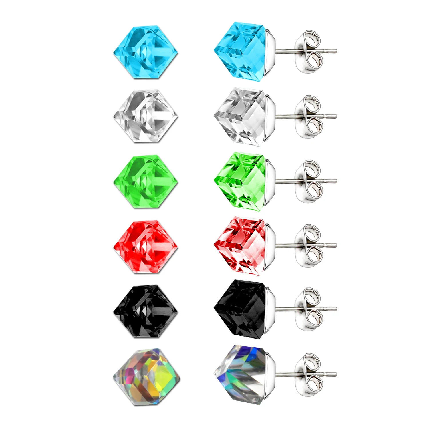 Luxukisskids New Women/girl Stud Earrings Set 4/6mm Mixed Colour