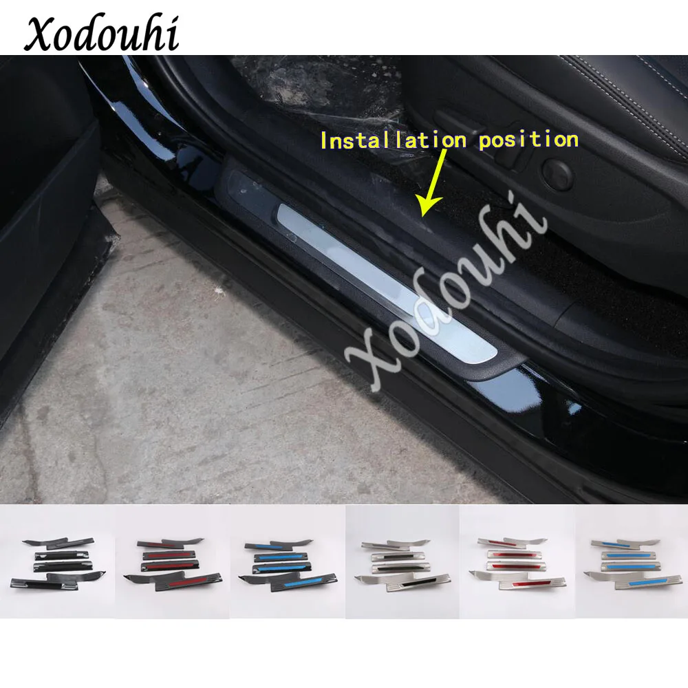 Inner Inside Threshold Bumper Trim Stainless Steel Scuff Sill Trunk Plate Pedal 4pcs For Hyundai Santa Fe SantaFe 2019 2020 2021 |