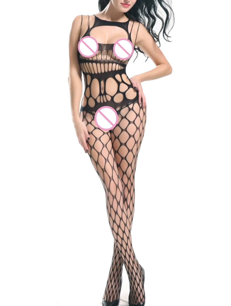 Сексуальное вязаное крючком Сетчатое Боди Чулки Нижнее белье Babydoll платье нижнее