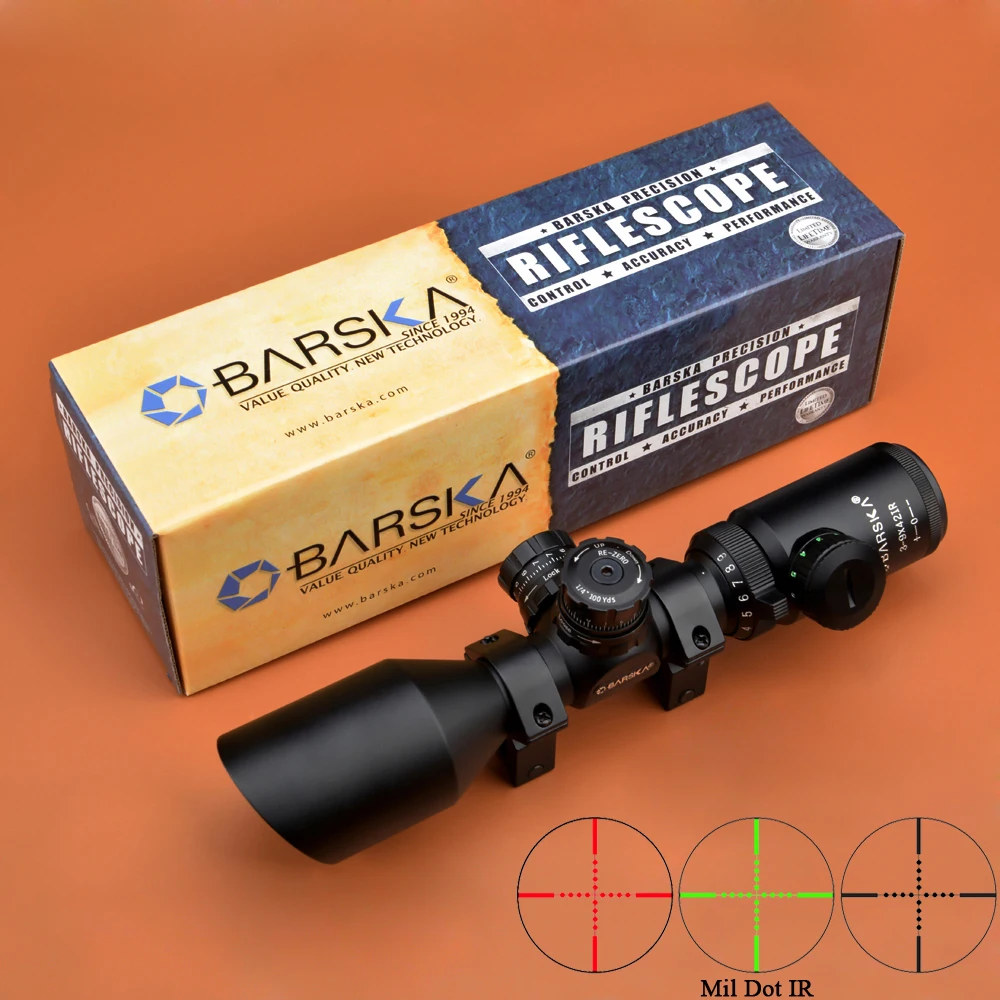 

BARSKA Riflescope 3-9x42 R/G Compact Scopes Angled Objective for AR15 M4 M16 Hunting Rifle Scope With Weaver Mounts