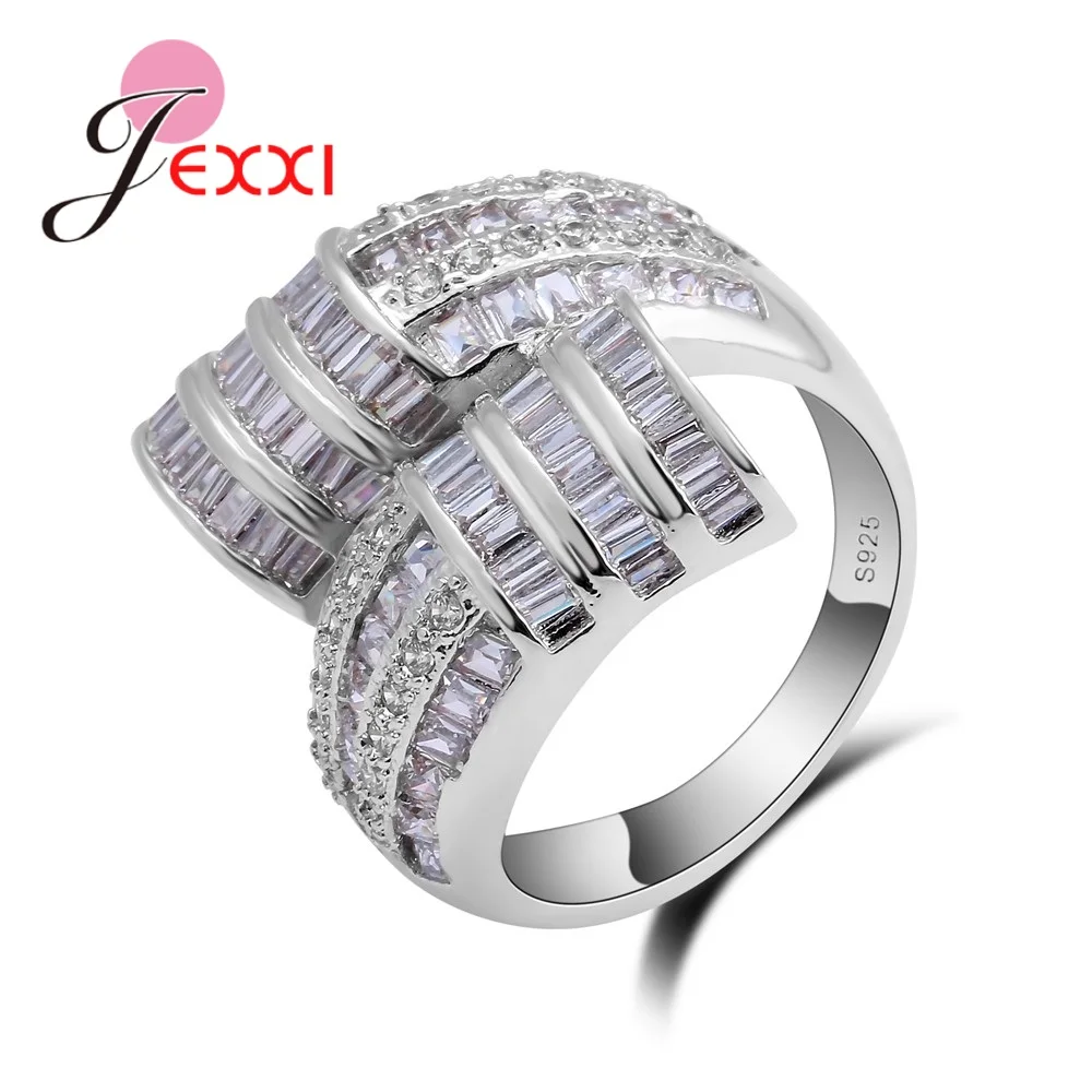 

JEXXI Newes Silver Rings For Girls S90 Silver Rings For Women Exclusive Crystal Zirconia Rings Party Female Rings
