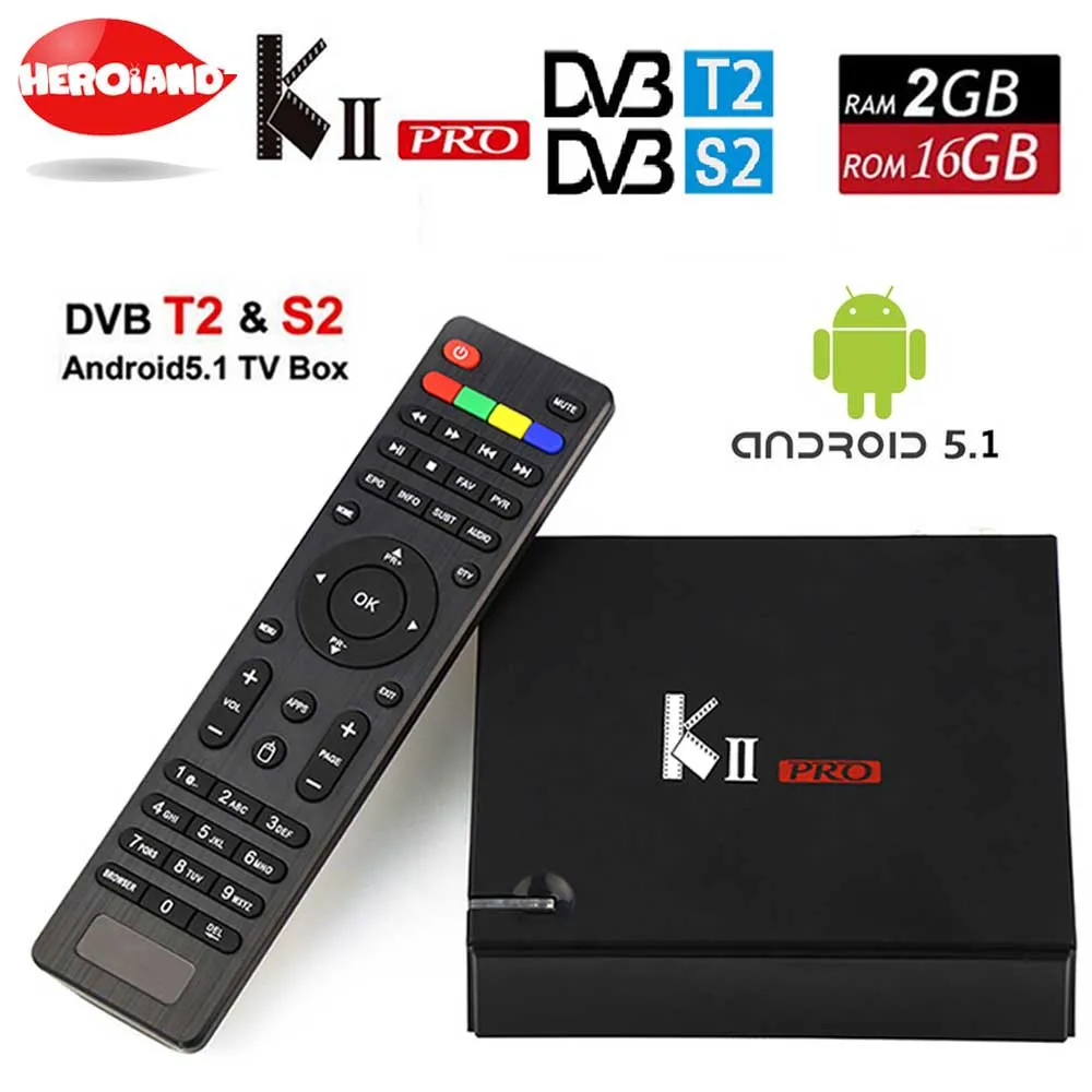 

KII PRO DVB S2 T2 Android TV Box 2GB 16GB DVB-T2 DVB-S2 Android 5.1 Amlogic S905 Quad-core WIFI K2 pro 4K Smart set top TV Box