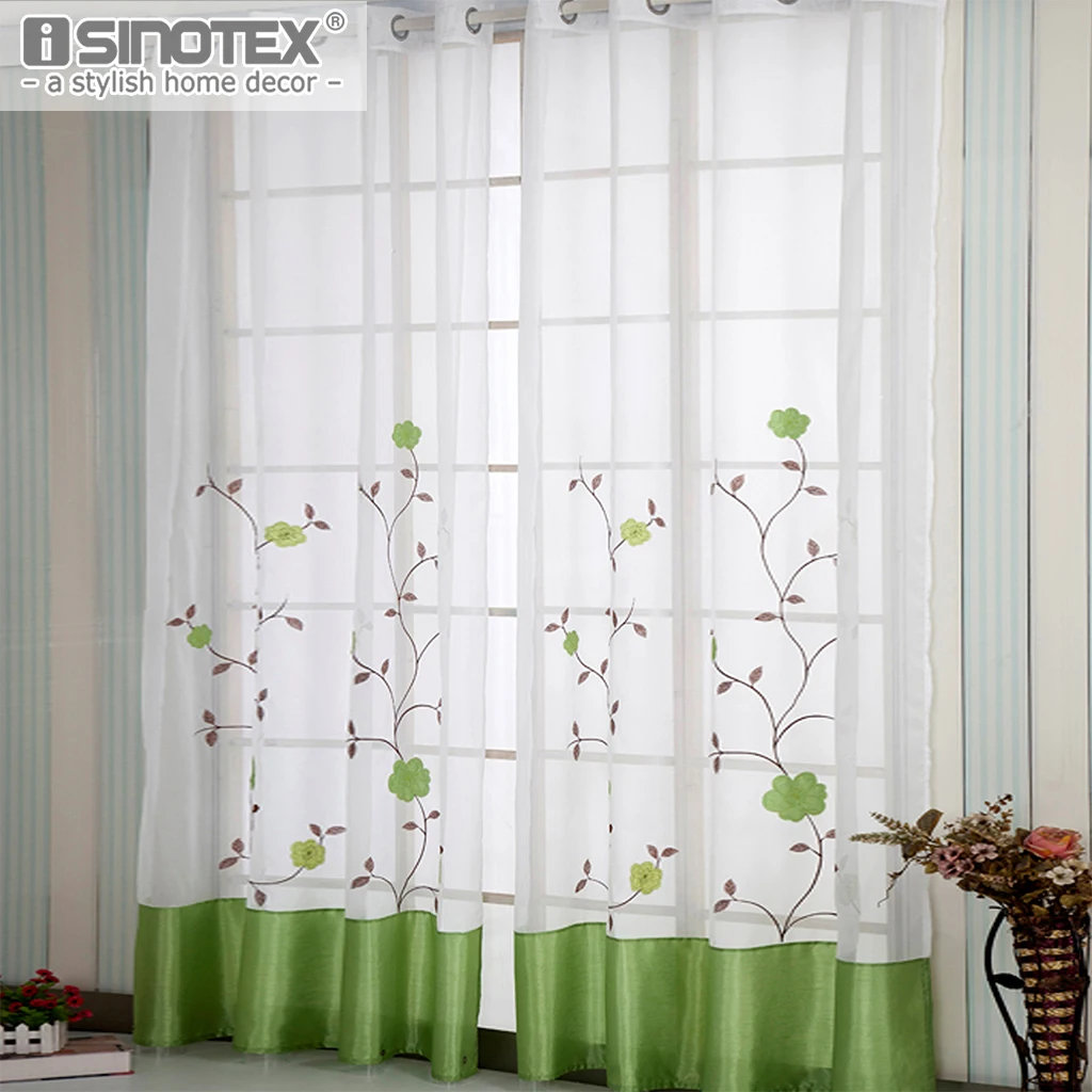 

Window Treatment Curtain Sheer Voile Tulle Hook Tab Top Hole Polyester Floral Decoration for Living Room Bedroom Drape 1 PCS