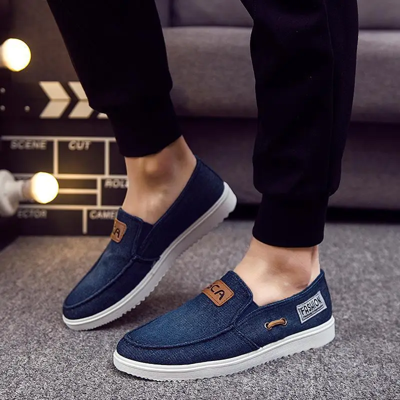 

Denim Cloth Fashion Men Shoes Streetwear Blue Vintage Casual Loafers Sapatos Masculinas Slip on Comfort All-match Zapatos Hombre