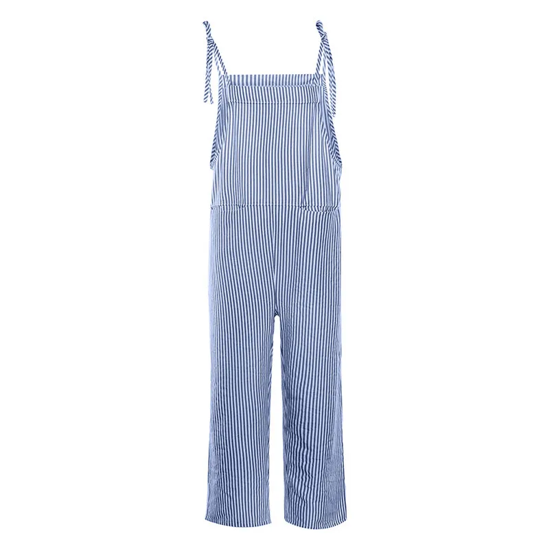 Sleeveless Overalls For Women Pocket Jumpsuit Summer Striped Rompers Womens Jumpsuit Loose Combinaison Femme 40MAY1413