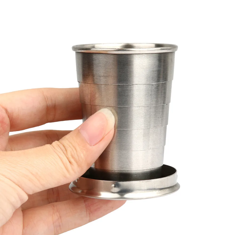 New simple design Mini Steel Travel Telescopic Collapsible Shot Glass