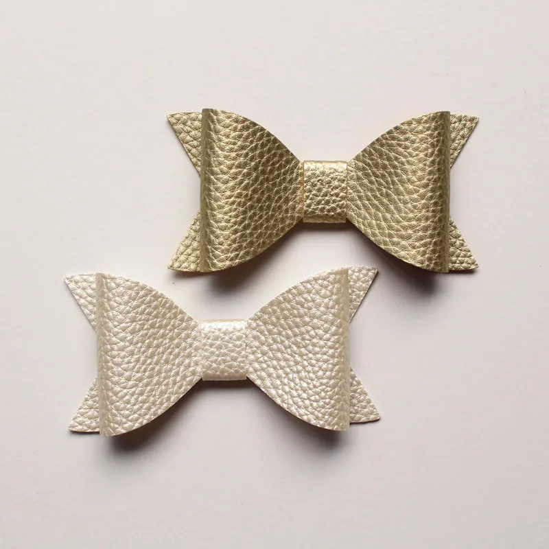 20PCS 7.5CM Hot Sale Synthetic PU Leather Bows Knot For Hair Accessories NO clip