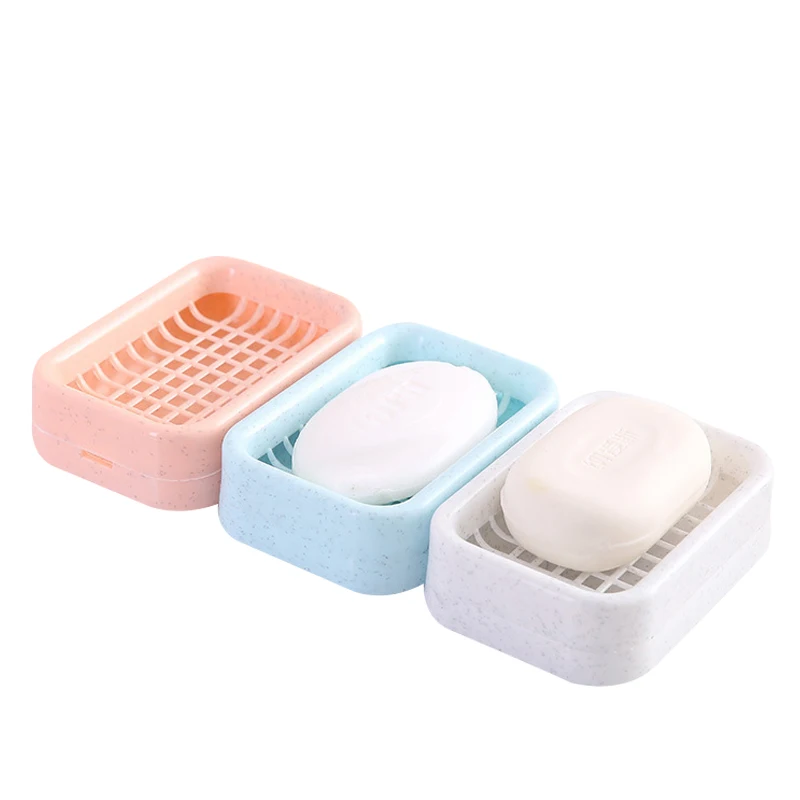 Double Plastic Bathroom Draining Soap Box Case Bathroom Travel Toilets Drain Clean Soapbox With