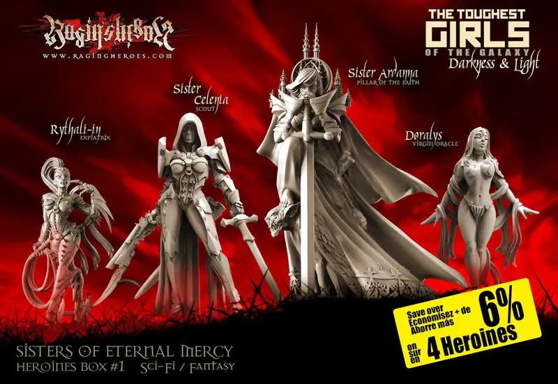 

[Loong Way Miniatures] Raging Heroes Heroines Box Sisters 1 35mm Resin Miniature