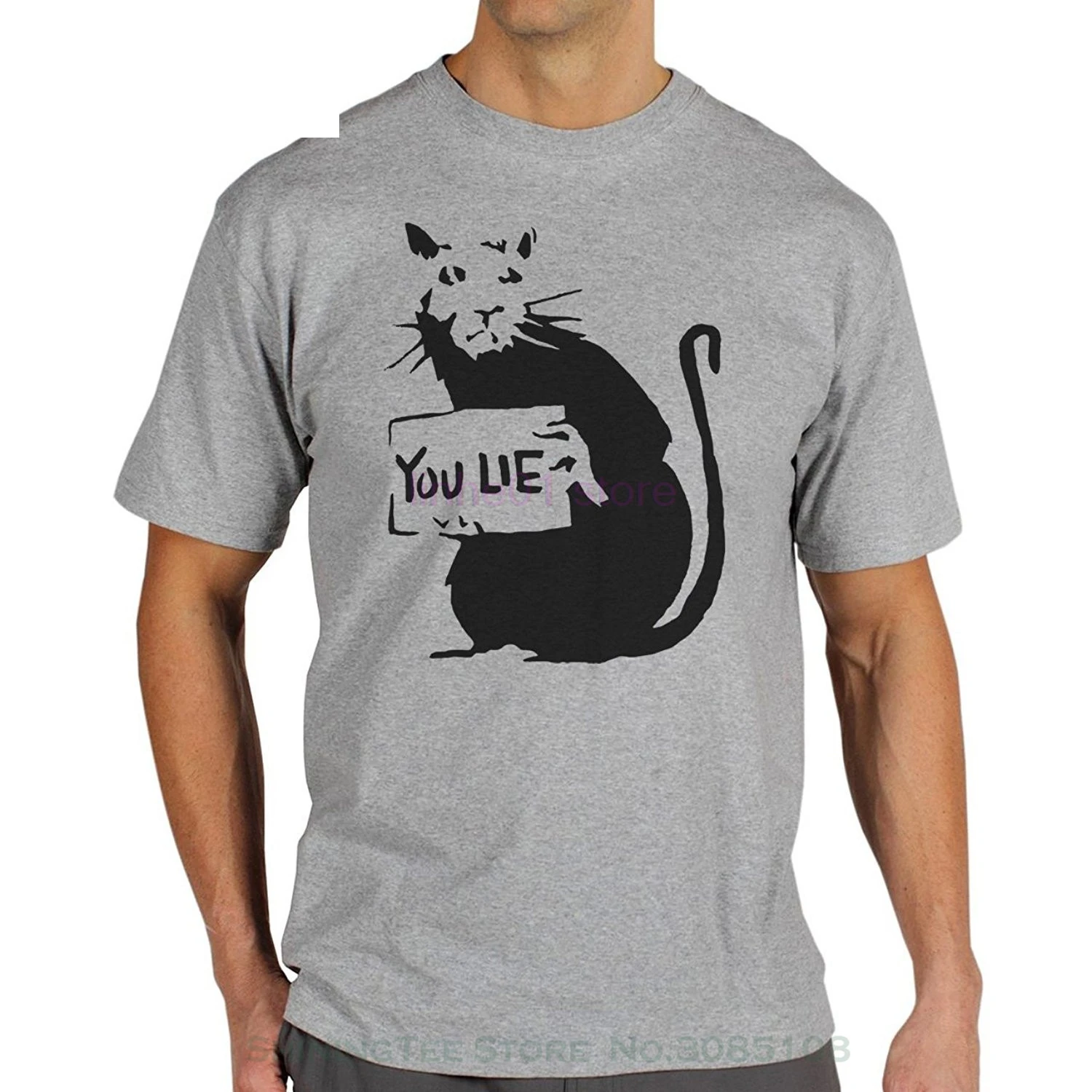

GILDAN Tee Shirt Hipster Harajuku Brand Clothing T-shirt Rat By Banksy You Lie Quality Xl Mens T-shirt