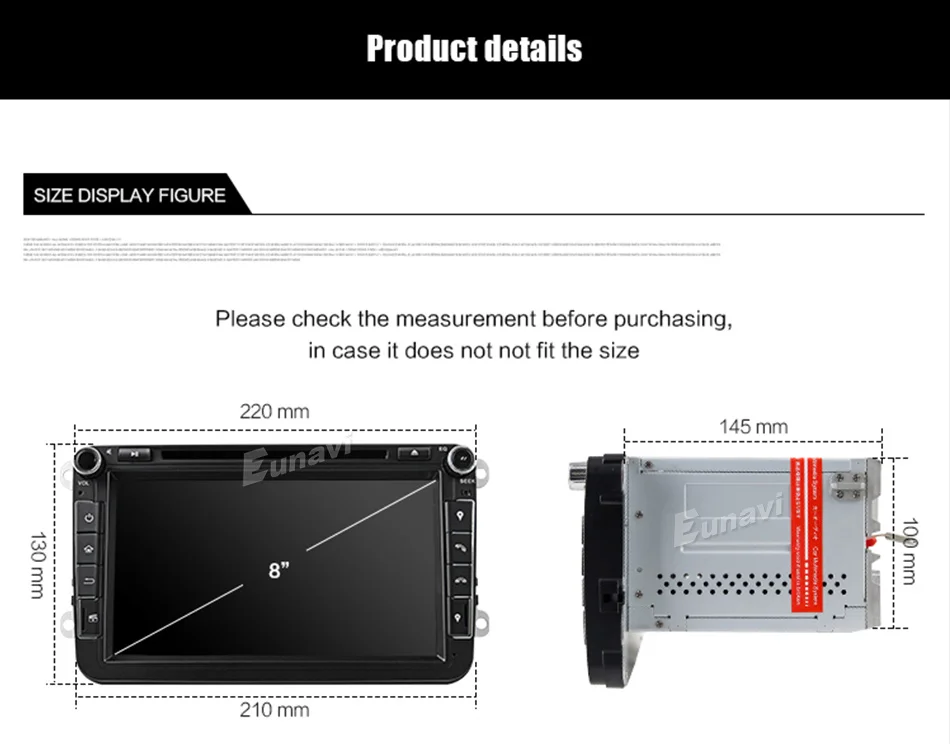 Best Eunavi Android 8.0 Octa Core 4GB RAM Car DVD for VW Passat CC Polo GOLF 5 6 Touran EOS T5 Sharan Jetta Tiguan GPS Radio Seat A 26