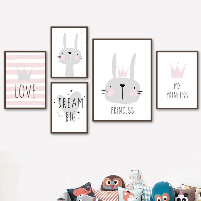 My Princess Rabbit Dream Bunny Nursery Prints Nordic Poster Wall My Princess Rabbit Dream Bunny Nursery Prints Nordic Poster Wall Art Canvas Painting Pictures