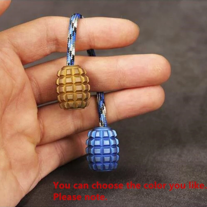 1PC Mini Grenade Shape Titanium Alloy Knife Beads Lanyard Pendant With Toothpick Fingertip Toys Begleri EDC Multi-tool Pendant