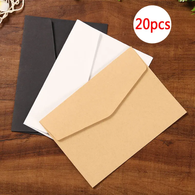 DELVTCH 20pcs/set Black White Craft Paper Envelopes Vintage Retro Style Envelope For Office School Card Scrapbooking Gift