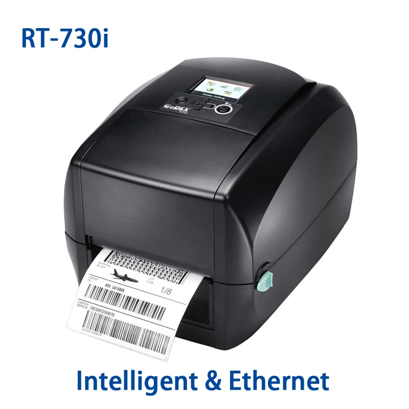 Интеллектуальный 300 dpi принтер этикеток высококачественный ЖК-дисплей Термопринтер для передачи штрих-кодов Godex RT-730i 104 мм стикер машина