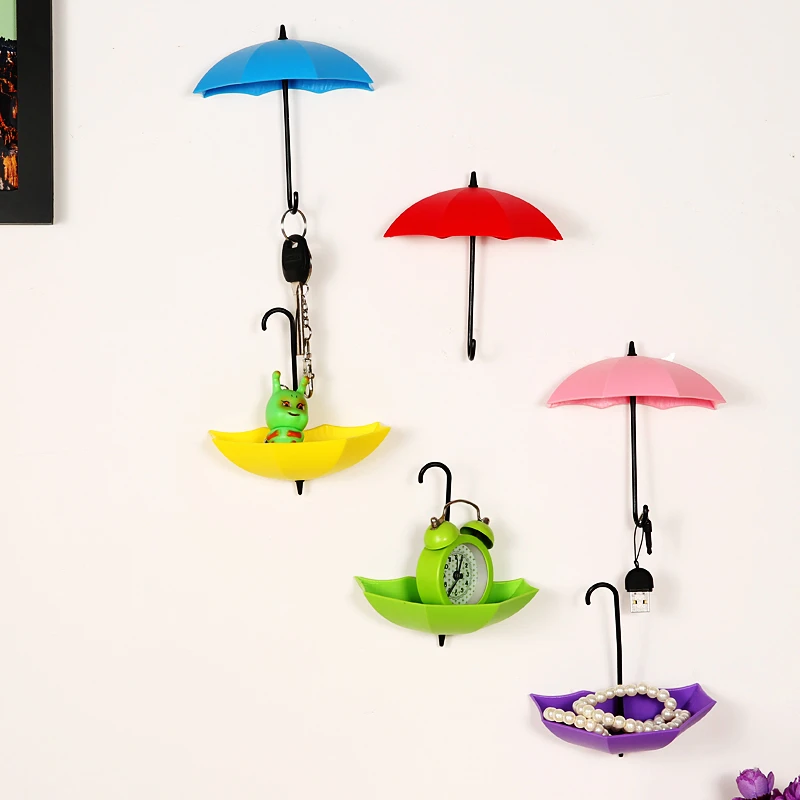 3 pcs/set Umbrella Storage Hook Colorful Umbrella Shape Wall Hook Key