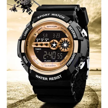 

Mens Stainless Steel LED Digital Date Alarm Waterproof Sports Army Quartz Watch