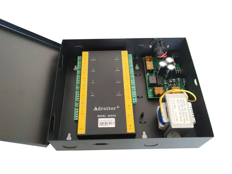 wiegand brand 32-bit TCP/IP four Door Control & power case 110V/220V option support software/ web/ smart phone / fire alarm etc