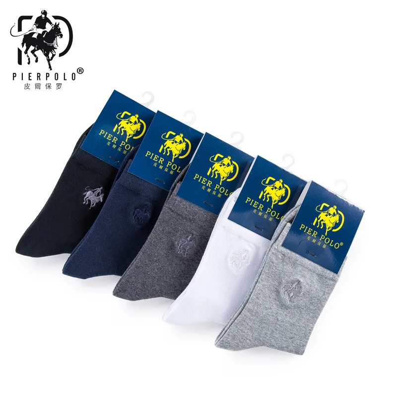 2018 High Quality Fashion 5 Pairs/lot Brand PIER POLO Casua Cotton Socks Business Embroidery Men's Socks Manufacturer Wholesale