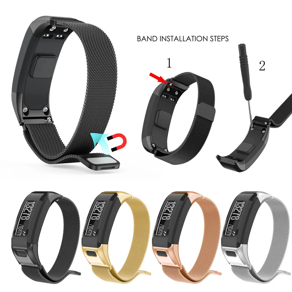 

Replacement Watch Band Strap Stainless Steel Magnet Lock Watchband for Garmin Vivo Smart HR CR88