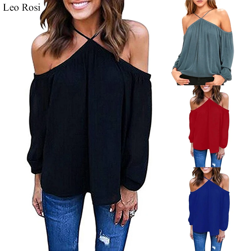 

Leo Rosi 2019 women fashion t-shirts long sleeve resort t-shirts casual plain t-shirts loose cotton tops DT45
