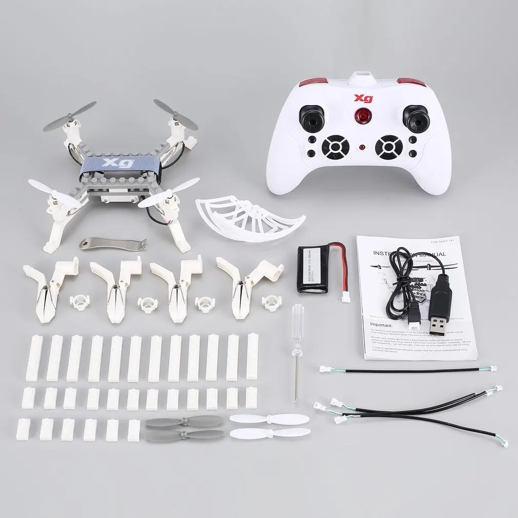 

Smart Drone RC 2.4G RC Building Block Model 3D Bricks Quadcopter Drone Aircraft with Altitude Hold One Key Return 3D Flips