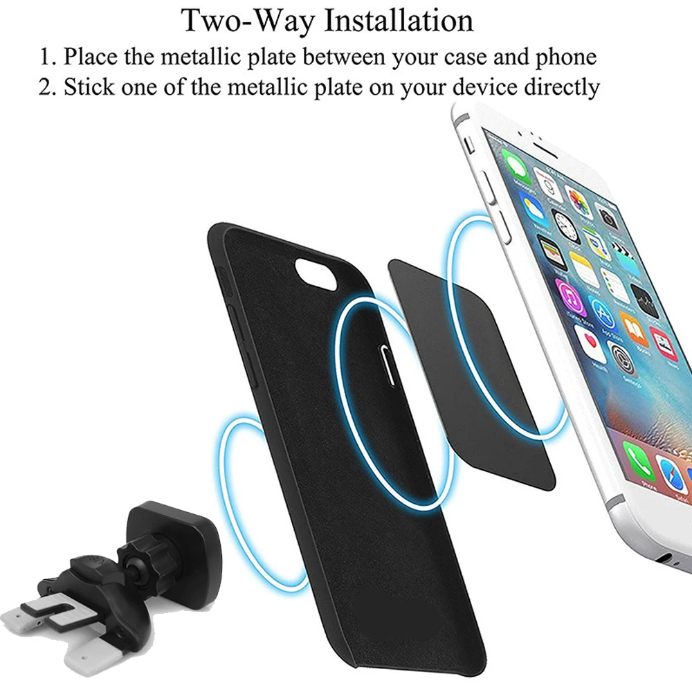 Магнитный автомобильный держатель для телефона с зажимом, регулируемый на 360 градусов Автомобильный слот для CD, держатель на вентиляционное отверстие, универсальный кронштейн для iPhone и samsung