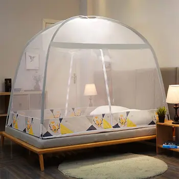 

Cartoon Printed Thickened Portable Yurt Mosquito Net For Double Bed Dormitory Netting Mesh Canopy Tent For Summer Folded Bed Net