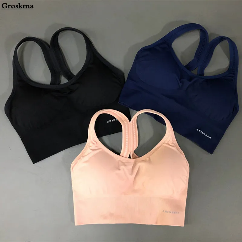 Бесшовный спортивный бюстгальтер для женщин быстросохнущая спортивная рубашка для бега без рукавов женский для фитнеса Тренажерный Зал Топы Одежда deporte mujer