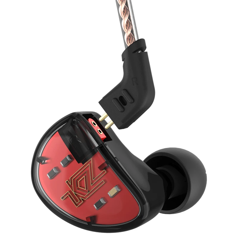 KZ AS10 5BA HiFi estéreo en la oreja los auriculares de alta resolución auriculares con 1,2 m de Cable de 2 pines cinco armadura equilibrada conductor - 4