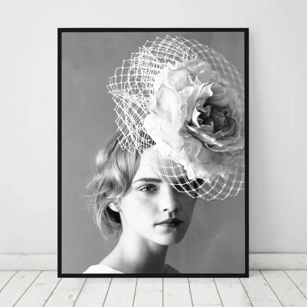 Скандинавские плакаты и принты черно-белый цветок девушка портрет стены искусства холст картины для гостиной фото домашний декор