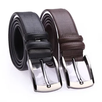 

High Quality Luxury Brand Leather Lines Real Cowskin Belt Pin Buckle Business Men Trouser Strap Cinturones Hombre Cinto