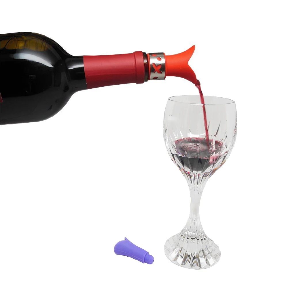 Silicone Wine Stopper Pourer Unique Bottle Cork Topper Spout Plug Cap