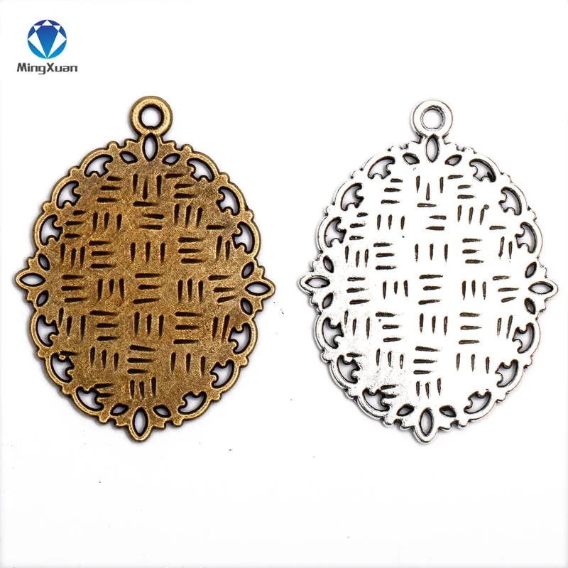 Mingxuan 10 قطعة/الوحدة 18x25 ملليمتر العتيقة الفضة/العتيقة برونزية لهجة البيضاوي تخريمية إطار حجاب Mingxuan 10 قطعة/الوحدة 18x25 ملليمتر العتيقة الفضة/العتيقة برونزية لهجة البيضاوي تخريمية إطار حجاب