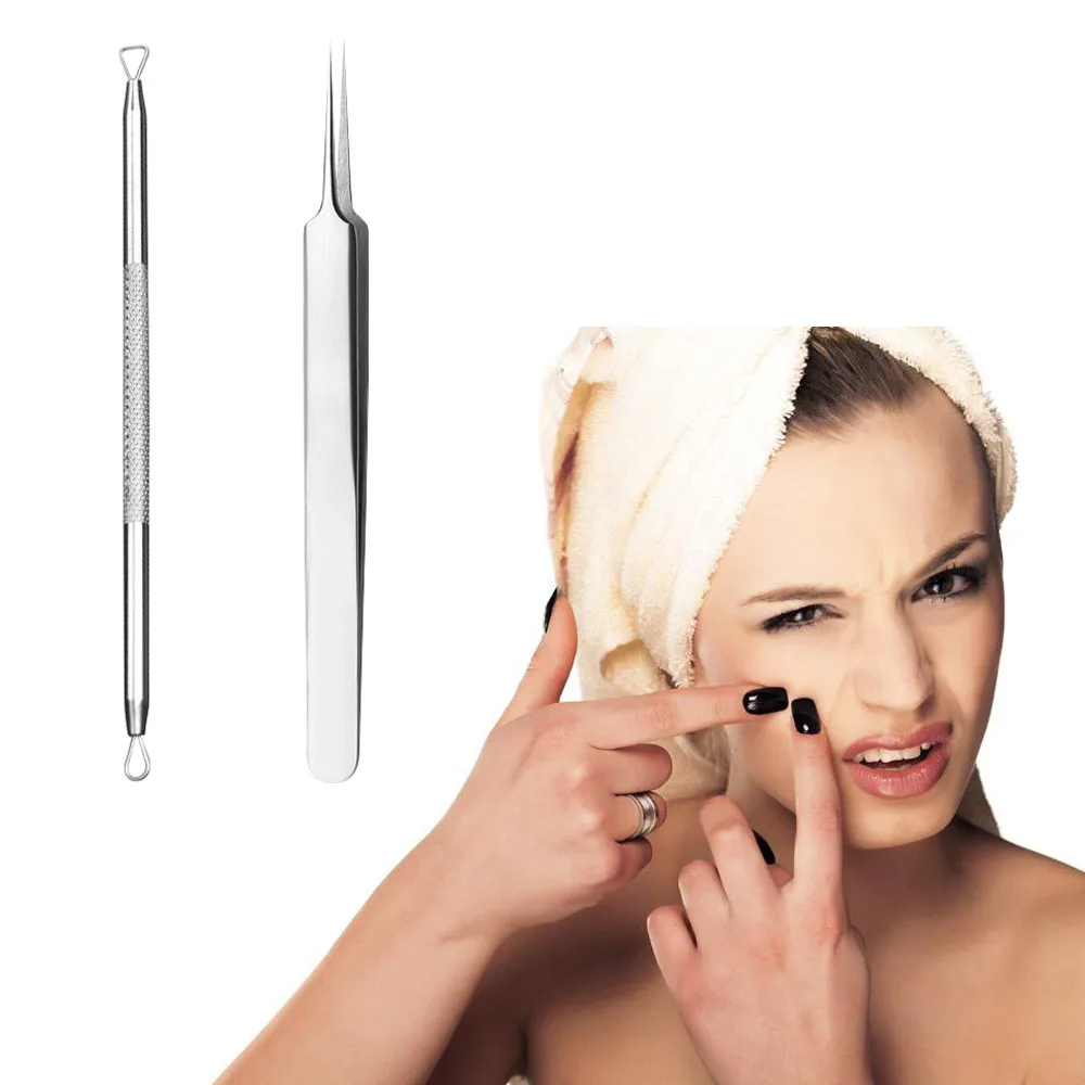 

Acne acne needles Blackhead Extractor Tool Set Stainless Acne Needle Pimple Tweezers Blackhead and Comedone Acne Extractor US