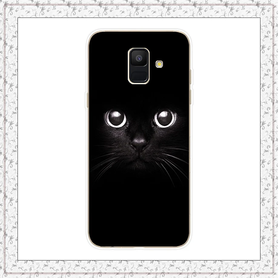 Для samsung Galaxy A6 чехол 5,6 'Мягкий силиконовый чехол для телефона чехол s для samsung A 6 Plus A 600 610 F Сумочка для телефона чехол - Цвет: black cat