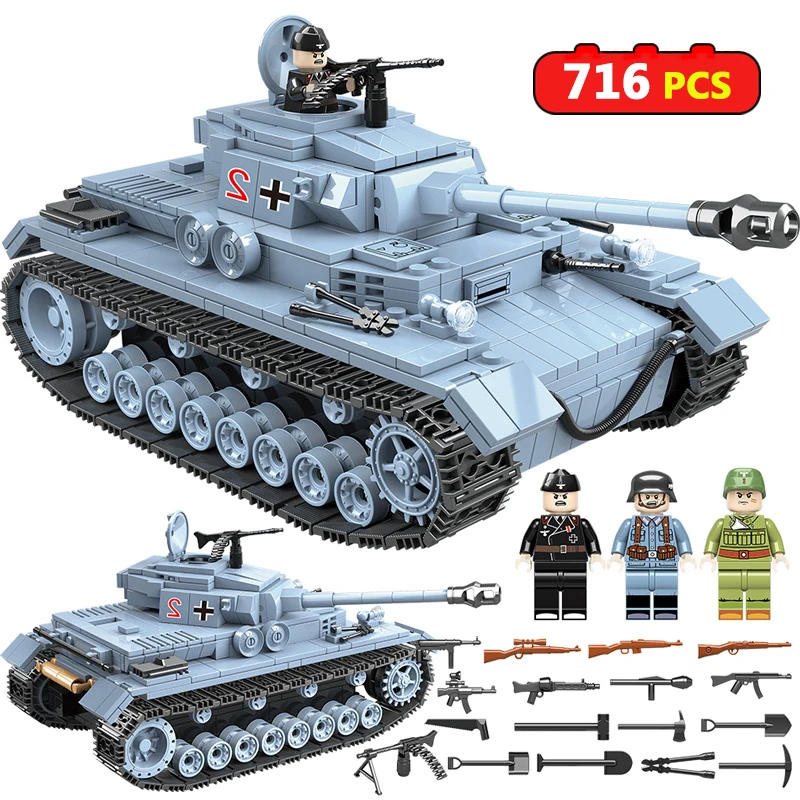 

716Pcs Military Series Tank Model Building Blocks Technic Sets Compatible Legoed Boys Friends Creative Bricks Figures Toys Child