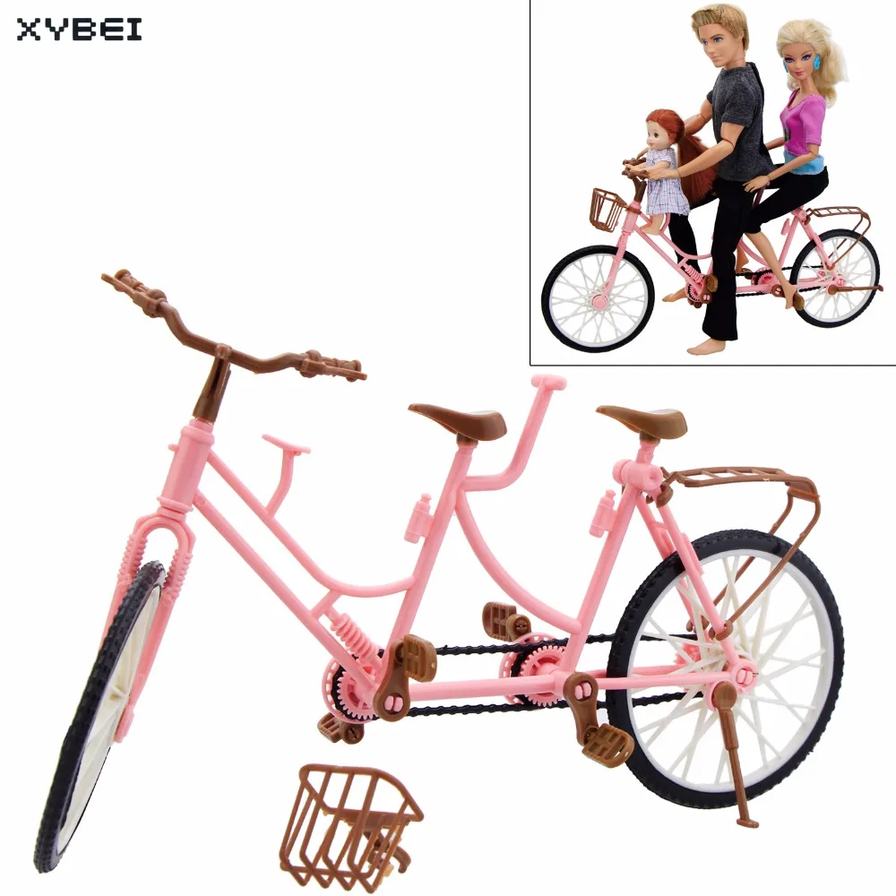 Haute qualité en plastique vélo trois places rose amovible vélo de plein air jouets bricolage accessoires pour Barbie poupée maison de poupée jouet Kid Play