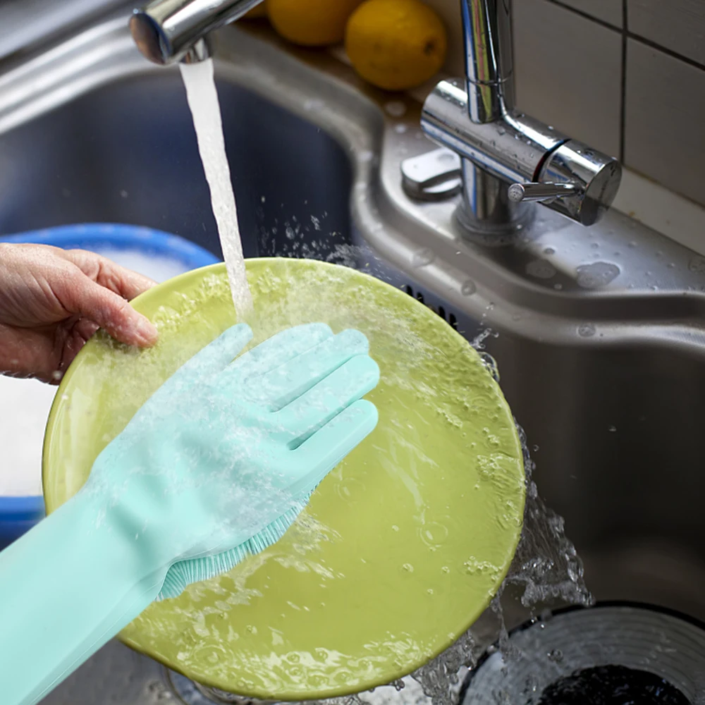 1 шт кухонные перчатки силиконовая Чистящая Щетка волшебные перчатки для мытья посуды щетка для домашнего хозяйства резиновые перчатки для мытья посуды