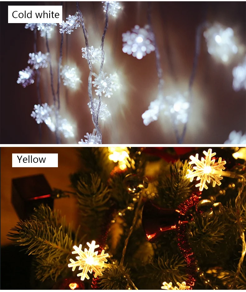 10m 100led 220v ue Guirlanda Flocos de Neve de Natal Led Luzes Cordas de Fadas para Festa em Casa do Casamento da Árvore de Natal Decorações do Jardim da Água 4 string fairy lights