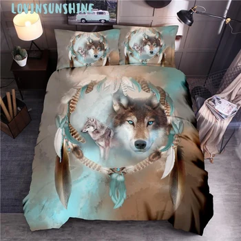 

LOVINSUNSHINE Comforter Set King Size Duver Cover 3d Wolf Bedding Sets Queen AB#159